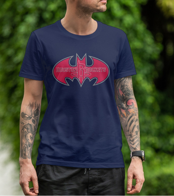 Houston Rockets Batman Logo Red Bat Symbol T-Shirt