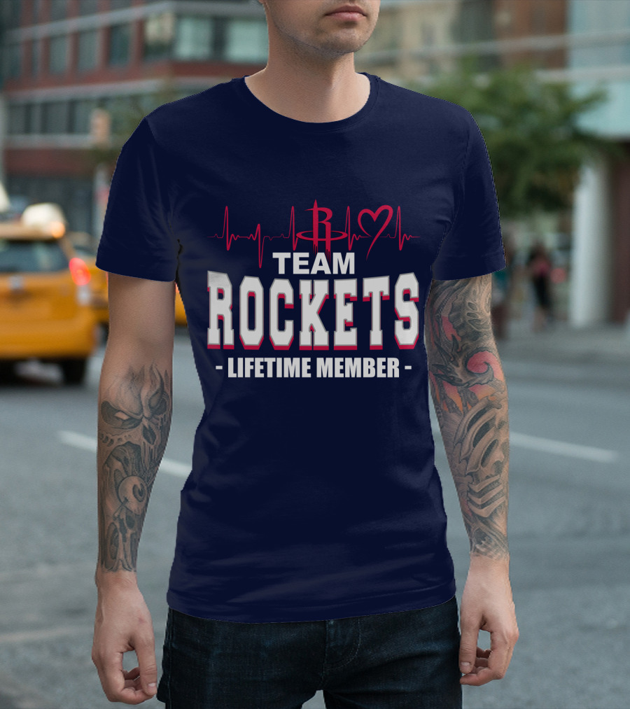Team Rockets Lifetime Member Heartbeat Houston Rockets T-Shirt
