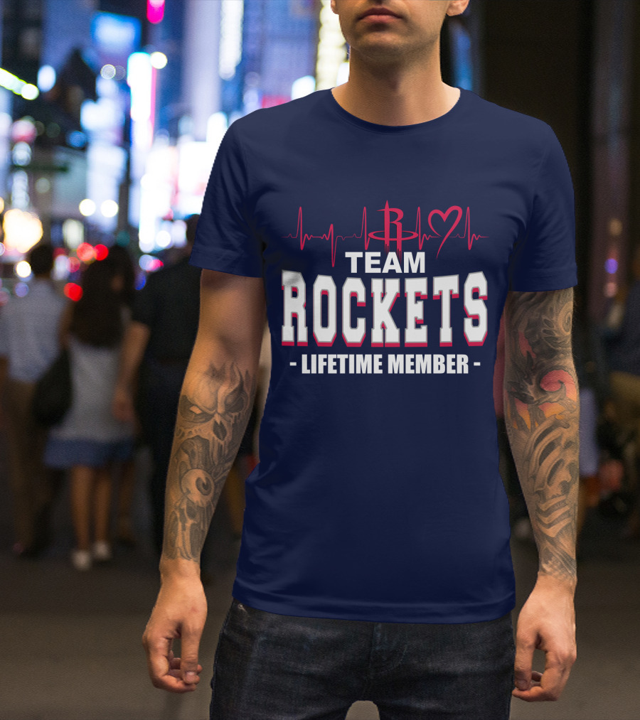 Team Rockets Lifetime Member Heartbeat Houston Rockets T-Shirt