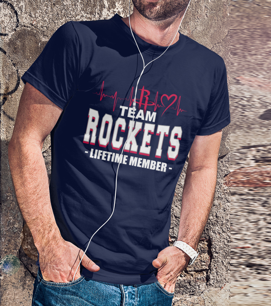 Team Rockets Lifetime Member Heartbeat Houston Rockets T-Shirt