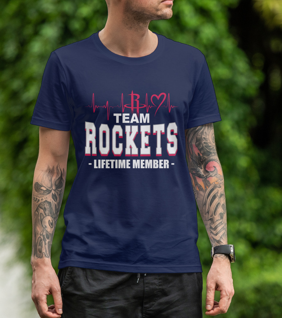 Team Rockets Lifetime Member Heartbeat Houston Rockets T-Shirt