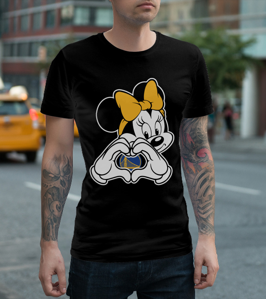 Golden State Warriors Minnie Mouse Heart Gesture T-Shirt