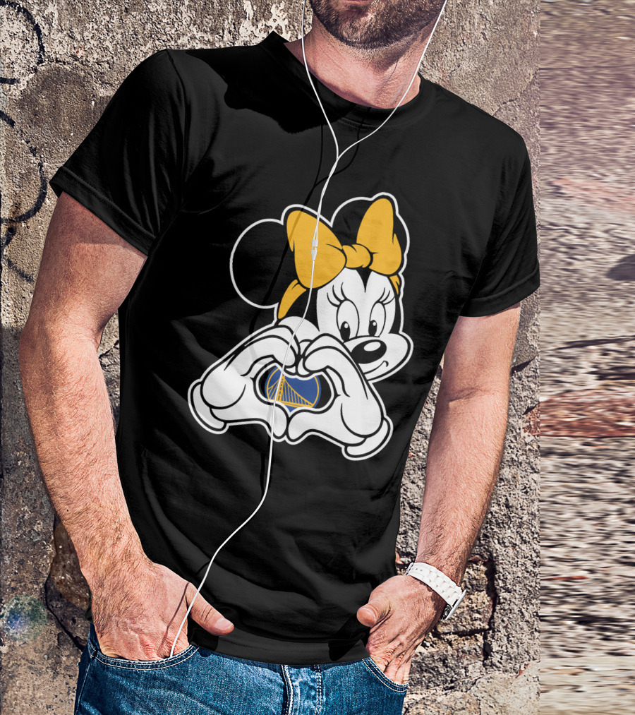Golden State Warriors Minnie Mouse Heart Gesture T-Shirt
