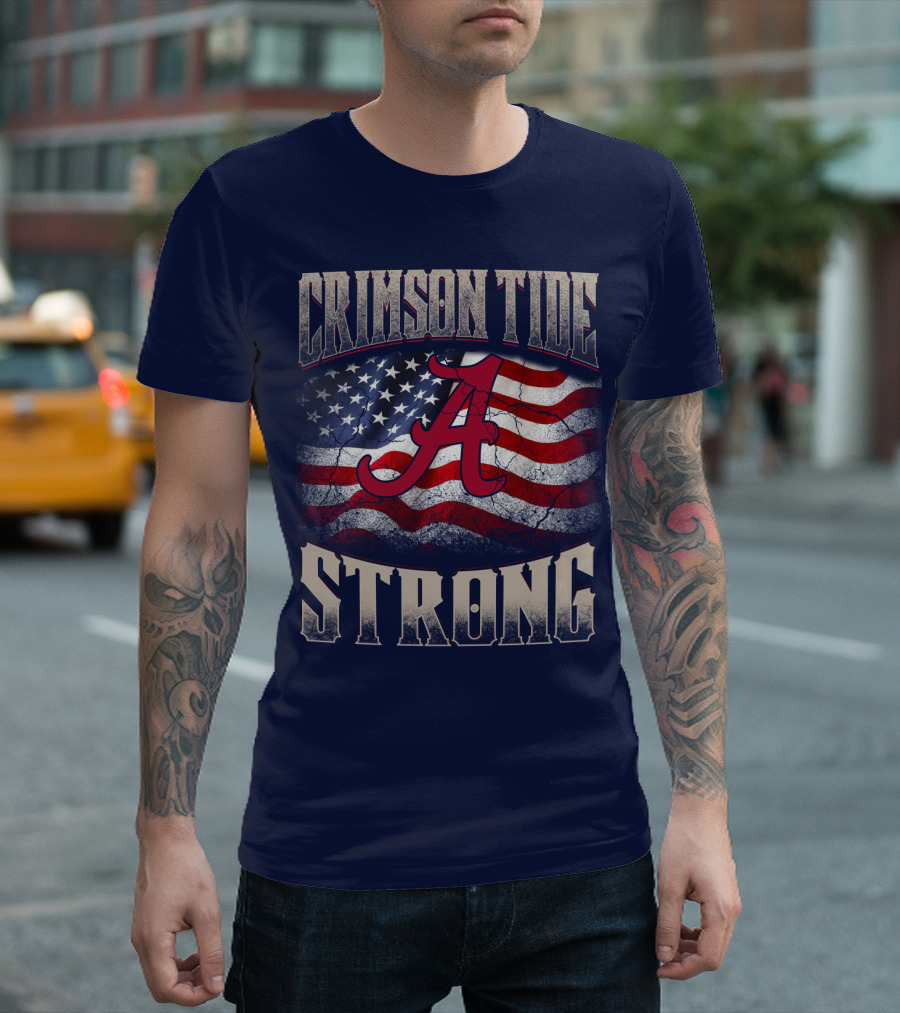 Crimson Tide Strong A American Flag T-Shirt