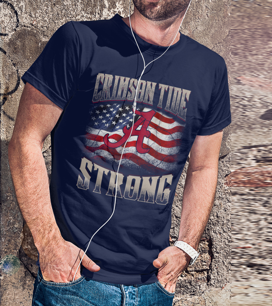 Crimson Tide Strong A American Flag T-Shirt