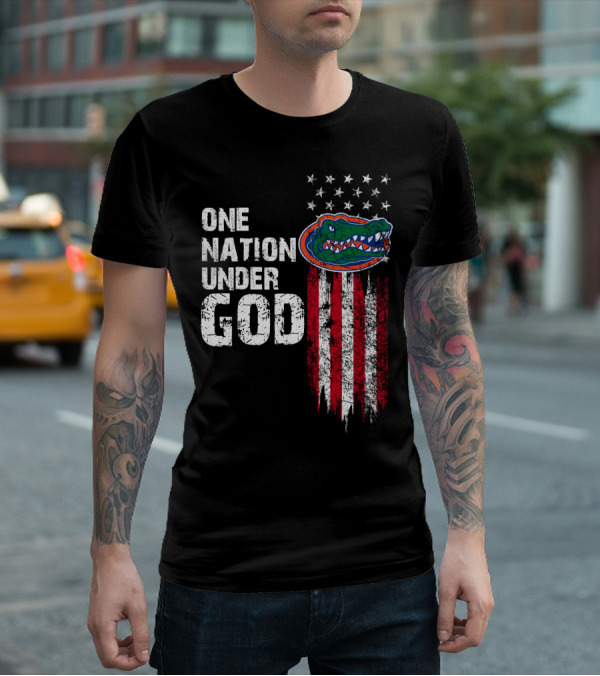 One Nation Under God Florida Gators American Flag Stars T-Shirt