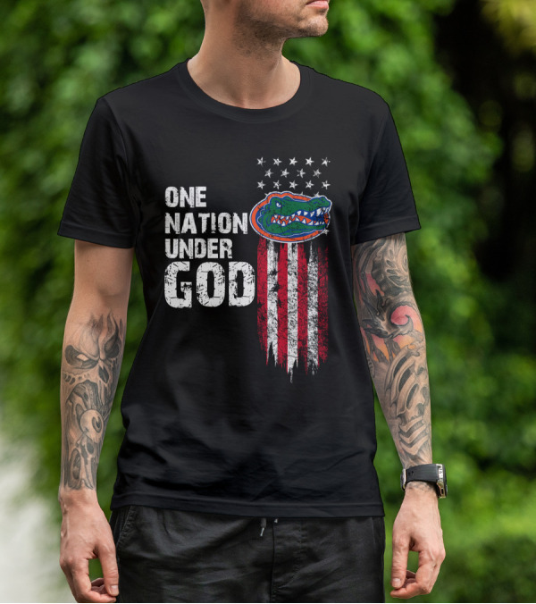 One Nation Under God Florida Gators American Flag Stars T-Shirt