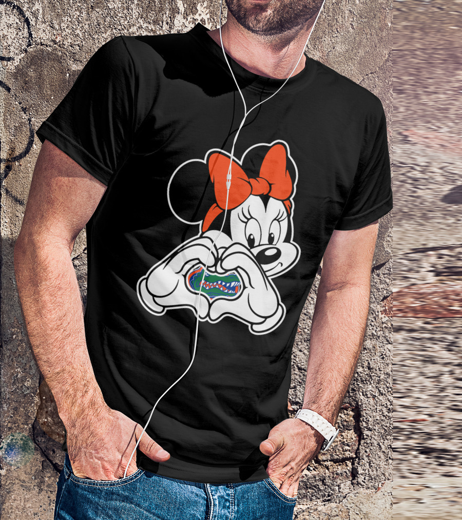 Minnie Mouse Florida Gators Fan Logo Heart Hands T-Shirt
