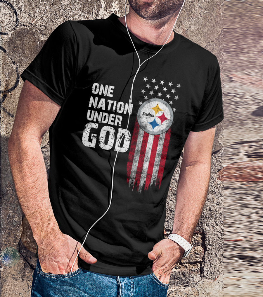 One Nation Under God Pittsburgh Steelers Flag Stars T-Shirt
