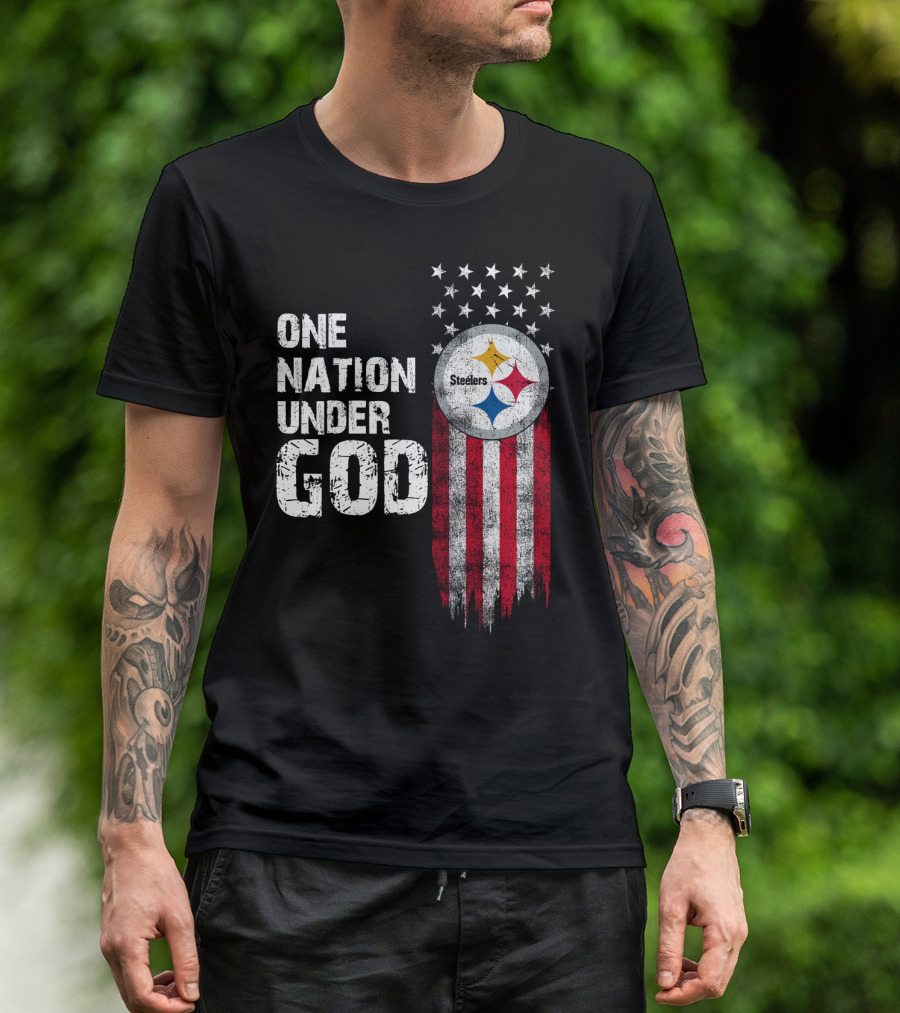 One Nation Under God Pittsburgh Steelers Flag Stars T-Shirt
