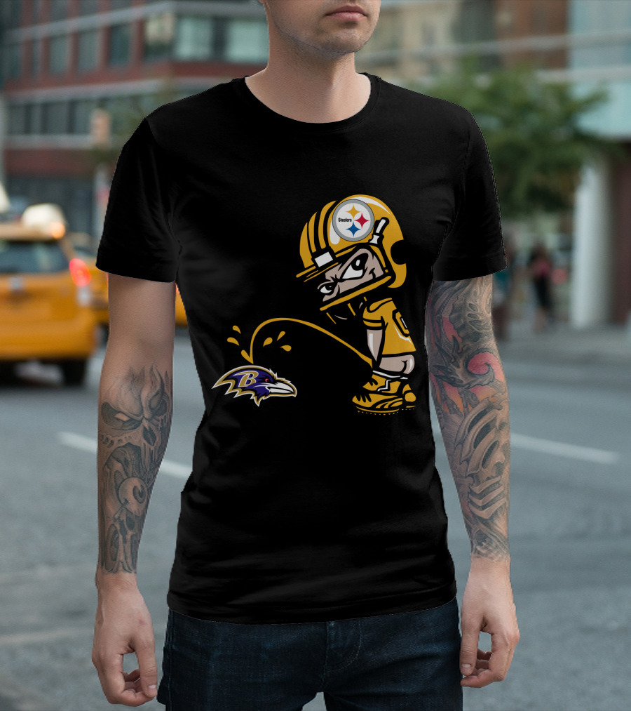 Pittsburgh Steelers Fan And Baltimore Ravens Rivalry Cartoon T-Shirt