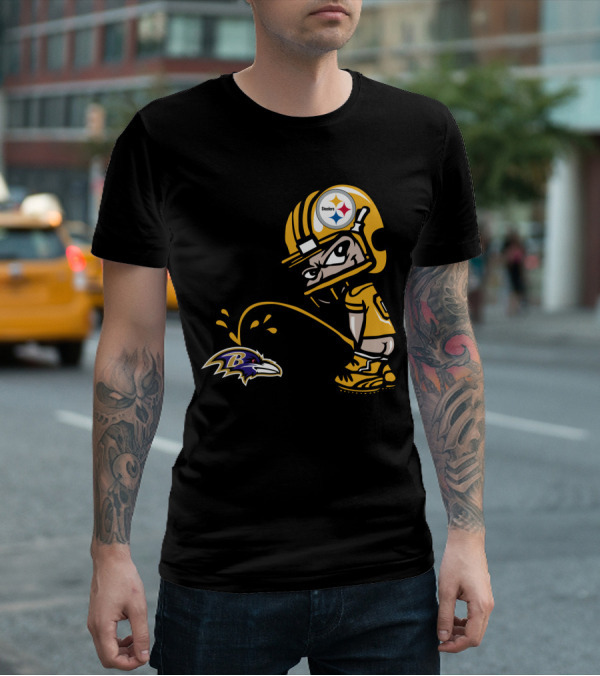 Pittsburgh Steelers Fan And Baltimore Ravens Rivalry Cartoon T-Shirt