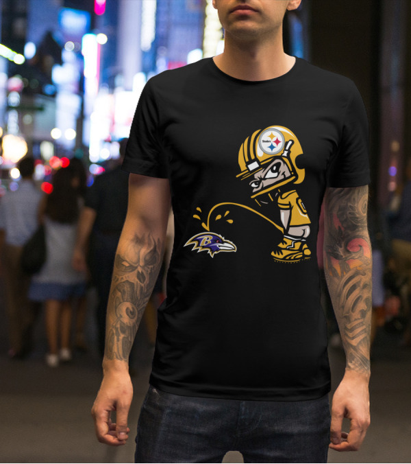 Pittsburgh Steelers Fan And Baltimore Ravens Rivalry Cartoon T-Shirt