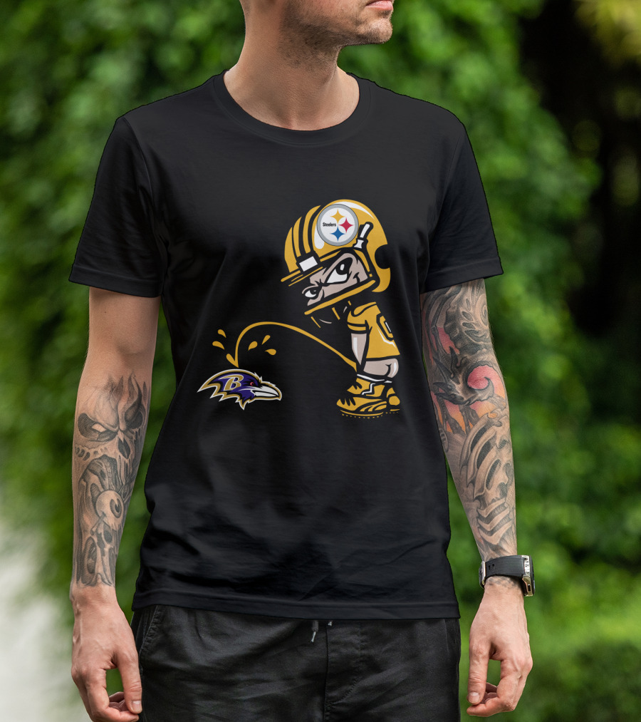 Pittsburgh Steelers Fan And Baltimore Ravens Rivalry Cartoon T-Shirt