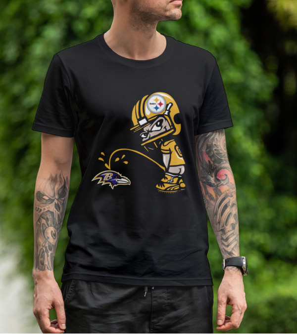 Pittsburgh Steelers Fan And Baltimore Ravens Rivalry Cartoon T-Shirt