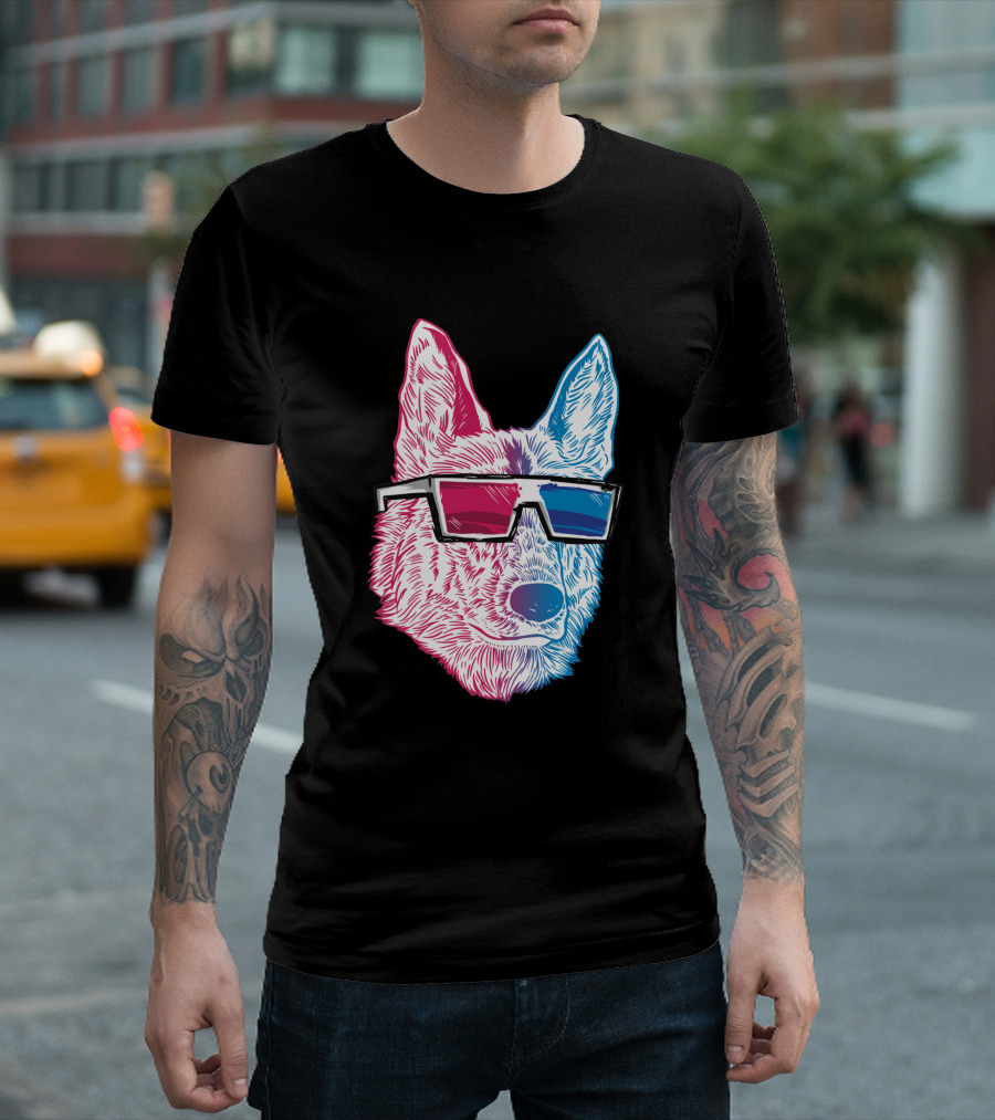 3D K9 Anaglyph Glasses Dog T-Shirt