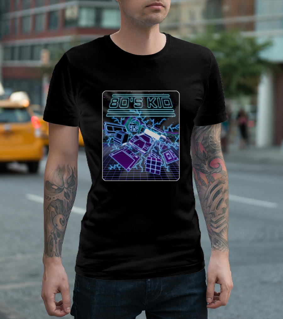80'S Kid Retro Technology Neon Grid Nostalgia T-Shirt