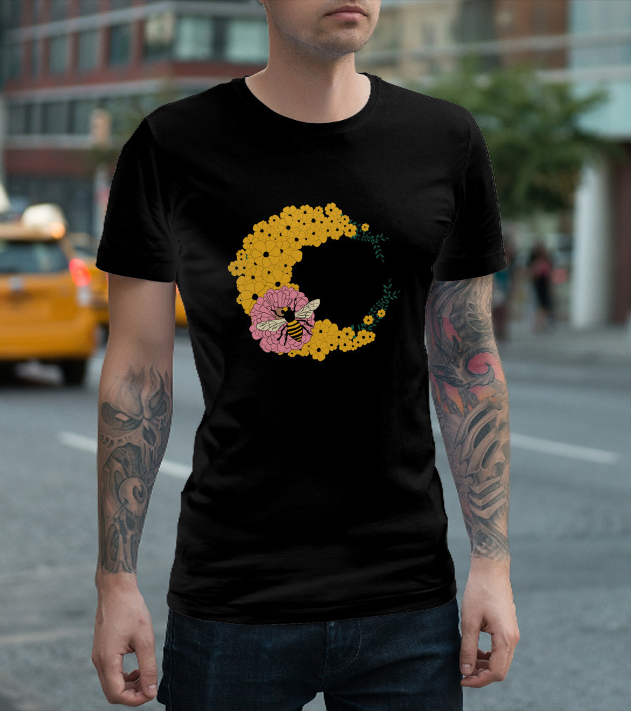 A Bee Has Got To Eat Among Vibrant Blossoms T-Shirt