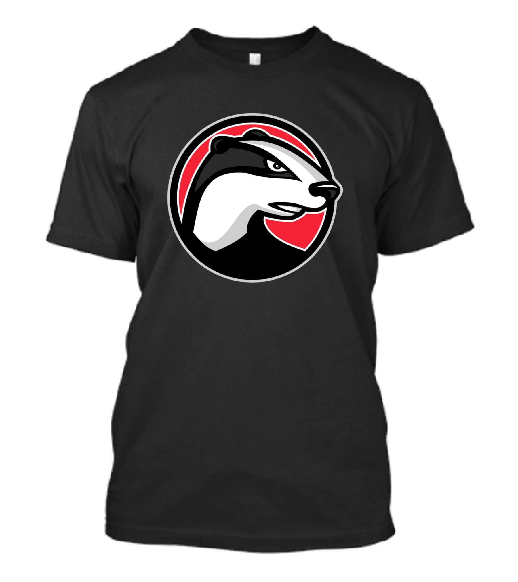 Badger Head Circle Mascot 1018637 Red And Black T-Shirt