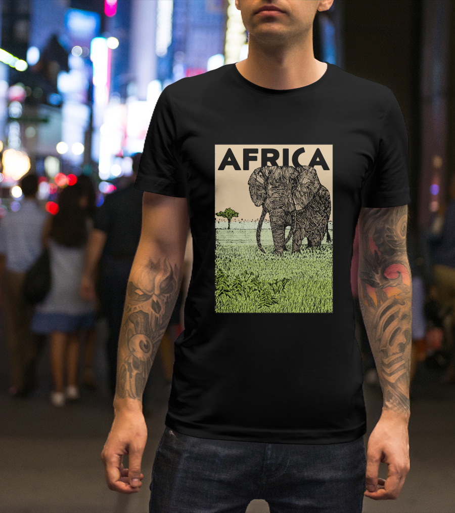 AFRICA African Elephant In Grassland With Tree T-Shirt