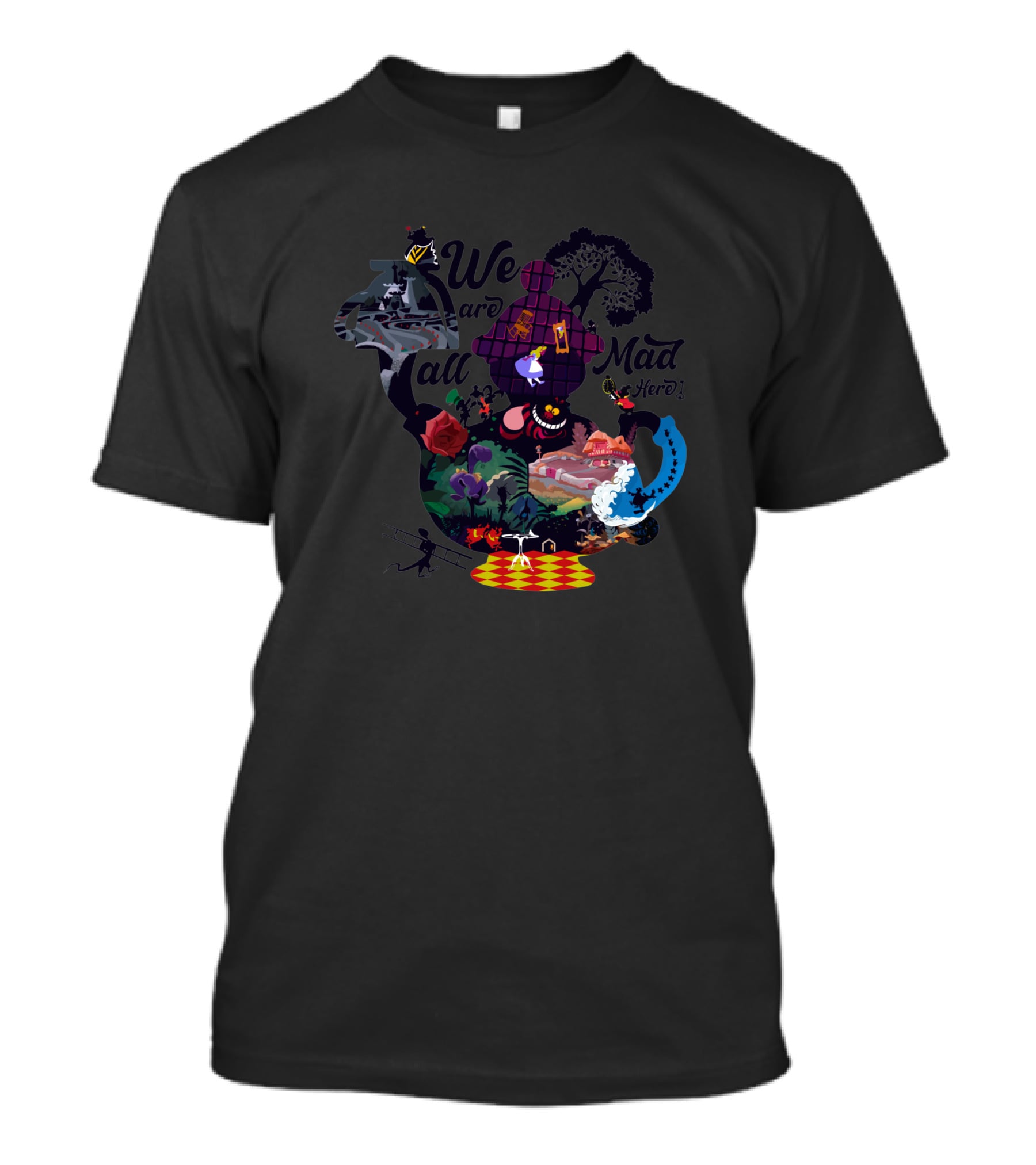 Alice Wonderland We Are All Mad Here Cheshire Cat Adventure T-Shirt