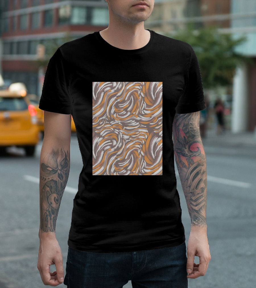 Animal Skin 007 1507565 Brown Orange White Swirl T-Shirt