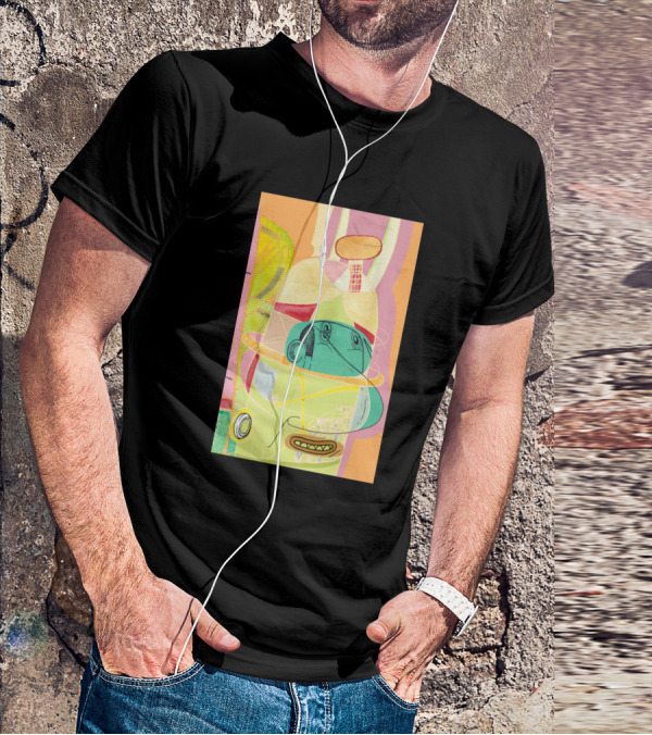 Another Fellow 37074 Abstract Geometric Face T-Shirt