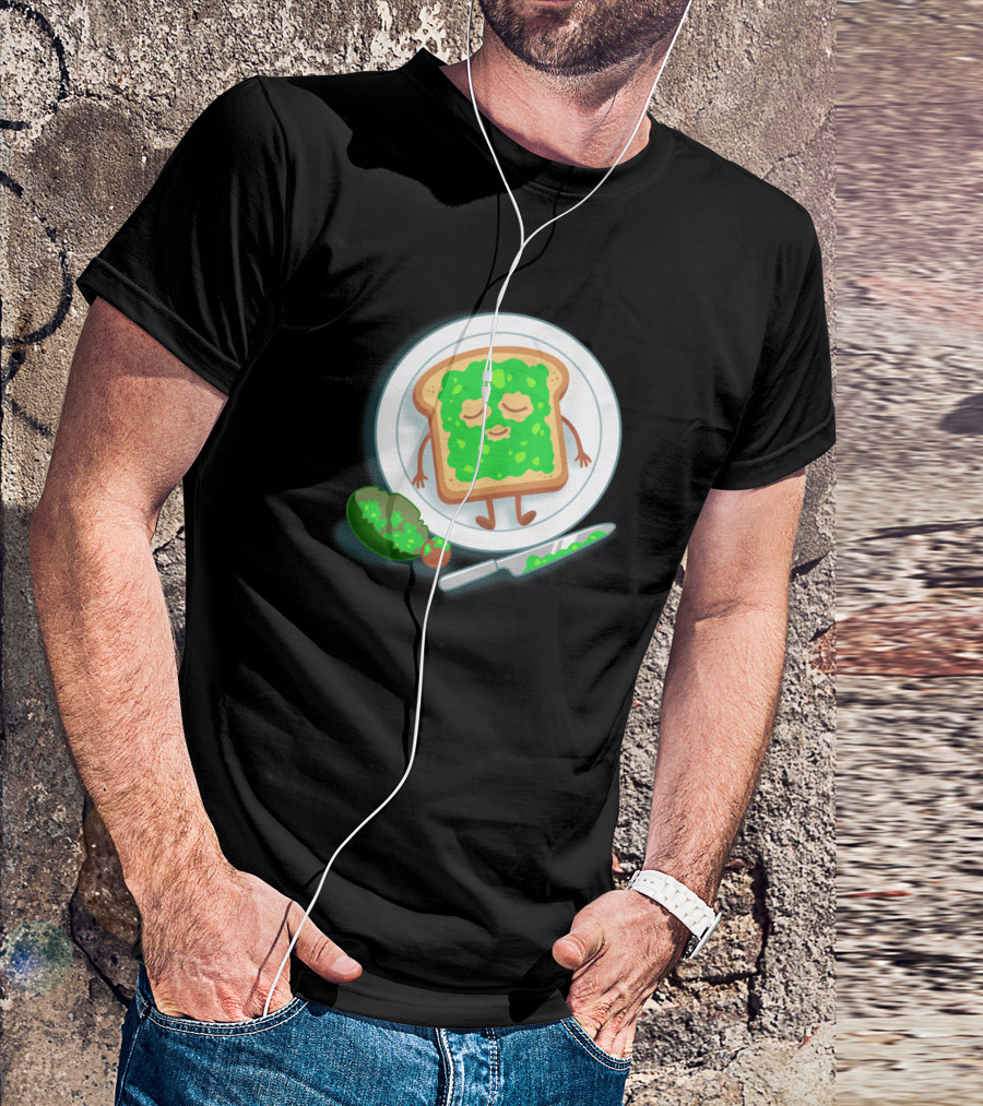 Avospado Toast Character With Avocado And Knife On Plate T-Shirt