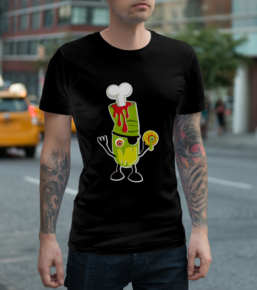 Bad Touch 29565 Zombie Pirate Monster With Bone And Eyeball T-Shirt