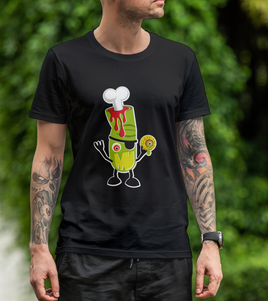 Bad Touch 29565 Zombie Pirate Monster With Bone And Eyeball T-Shirt