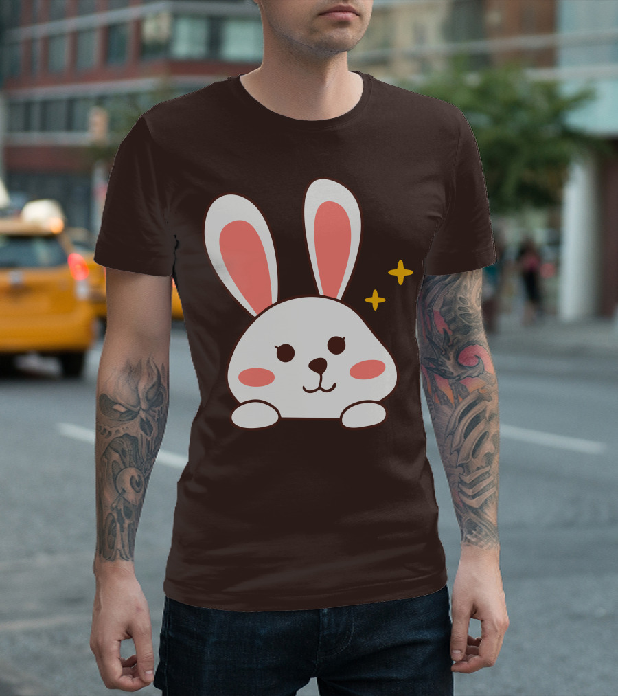 Cute Leveret Bunny Face with Sparkles T-Shirt