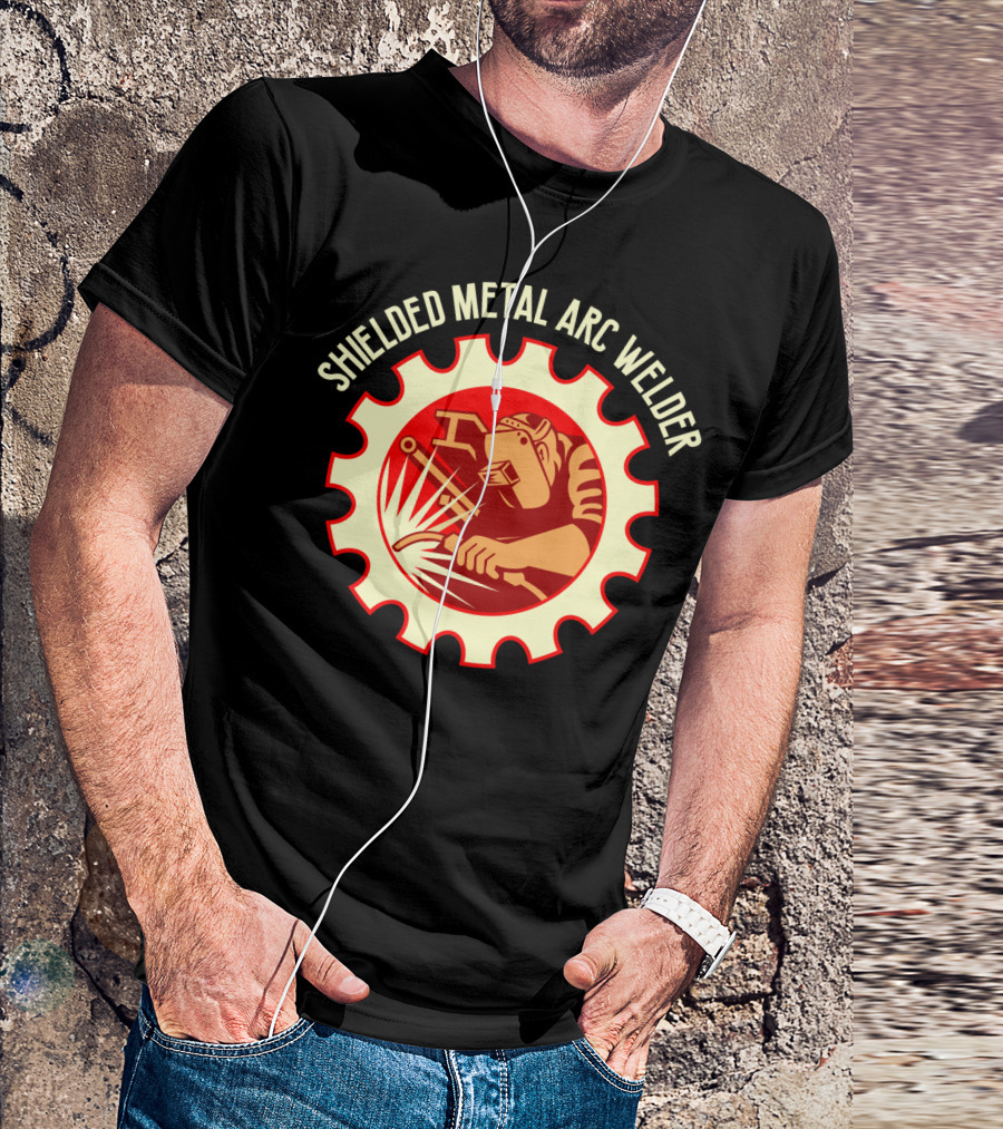 Shielded Metal Arc Welder Graphic With Welding Icon In Industrial Gear T-Shirt