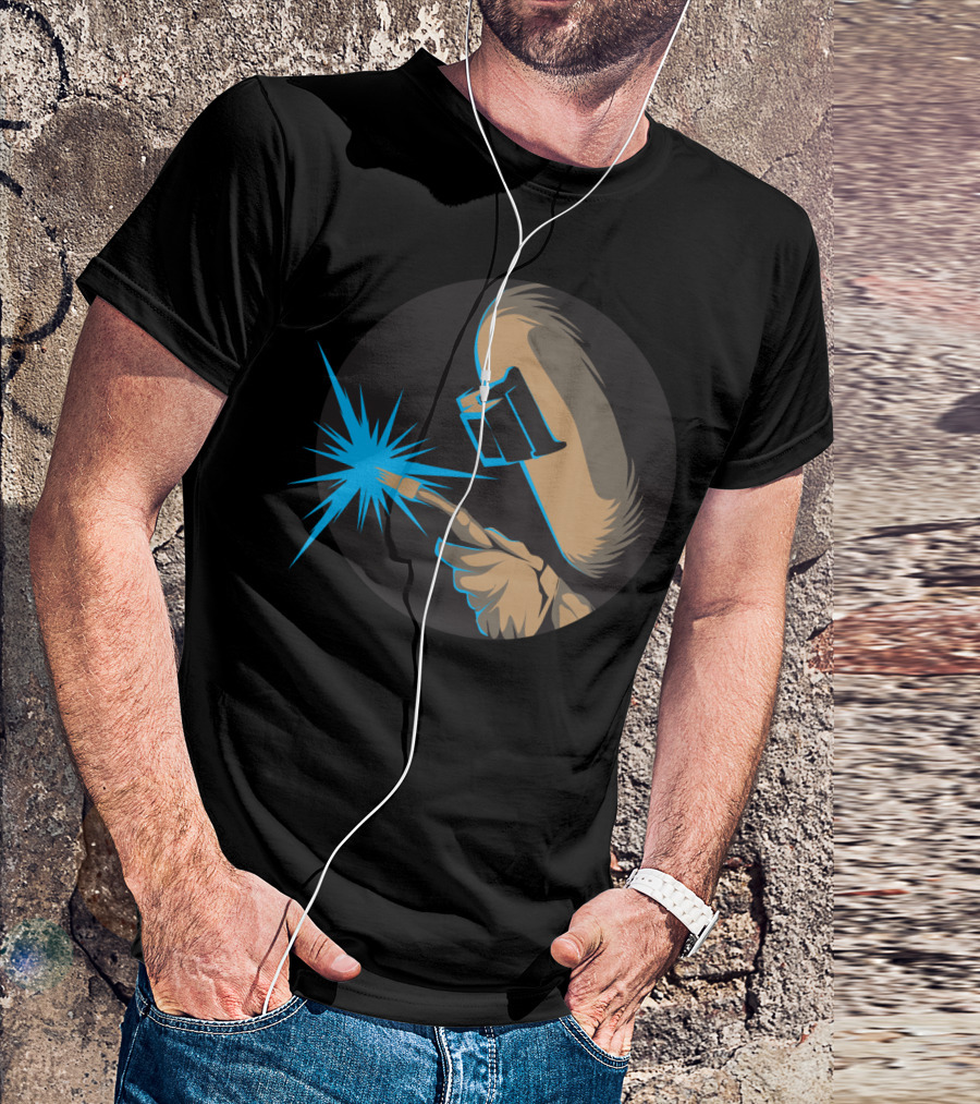 Metal Arc Welder Spark With Helmet And Glove Welding Engineer T-Shirt