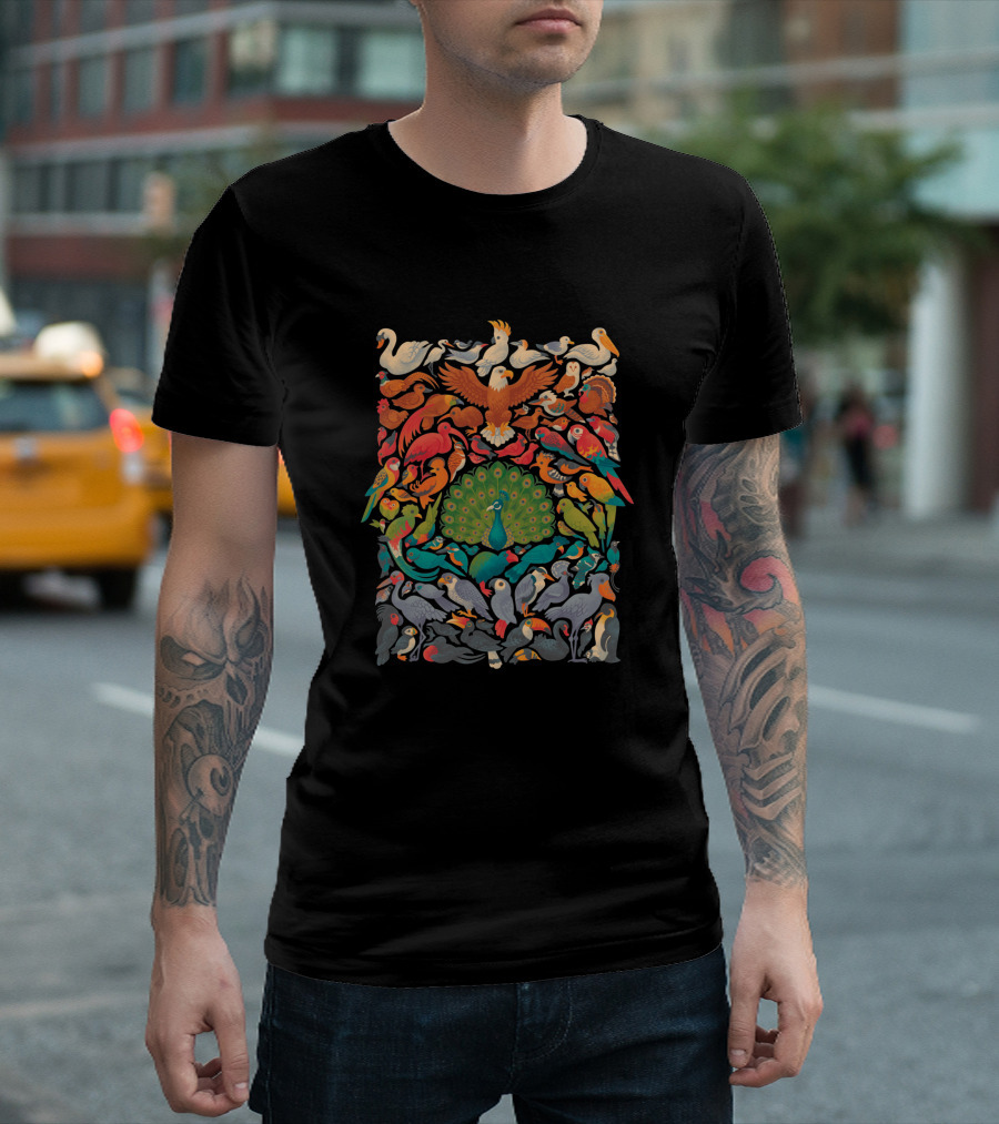Aerial Spectrum 1716566 Colorful Birds And Peacock Majestic T-Shirt