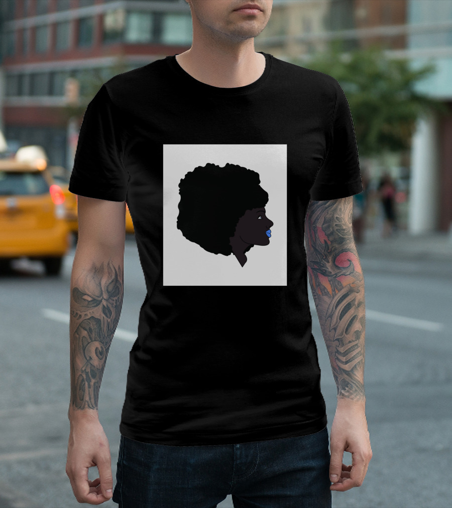 Afro Girl Silhouette with Blue Lips 751942 T-Shirt