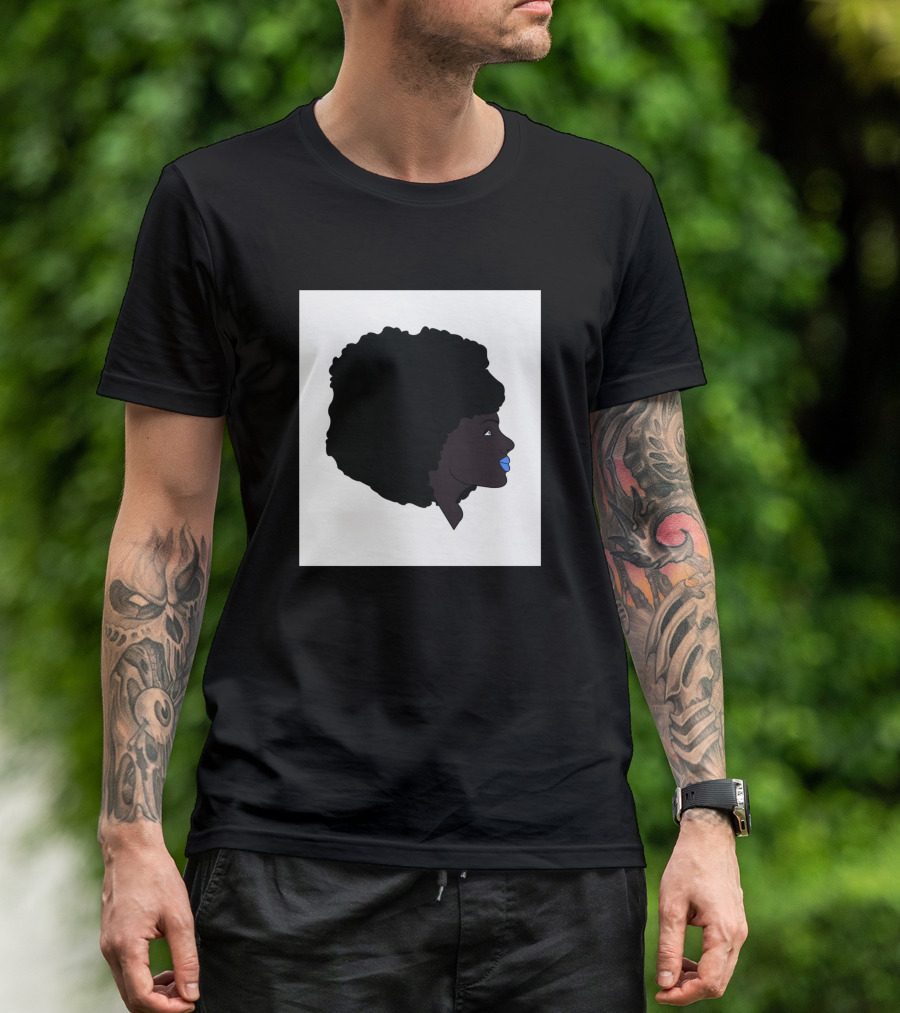 Afro Girl Silhouette With Blue Lips 751942 T-Shirt