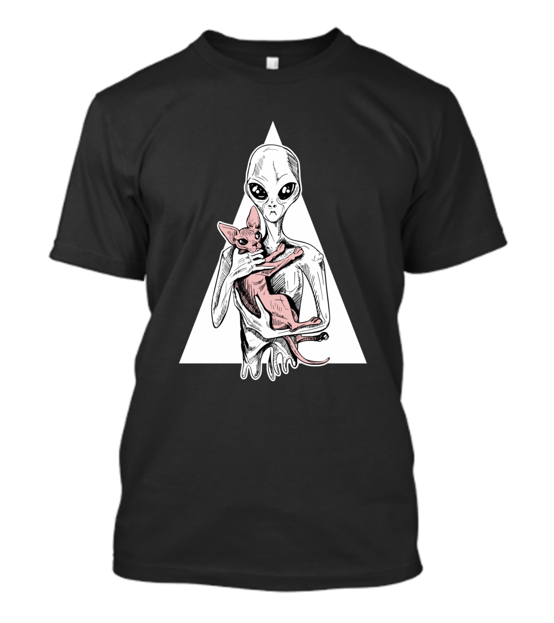 Alien And Sphynx Cat With Triangle Backdrop 1156960 T-Shirt