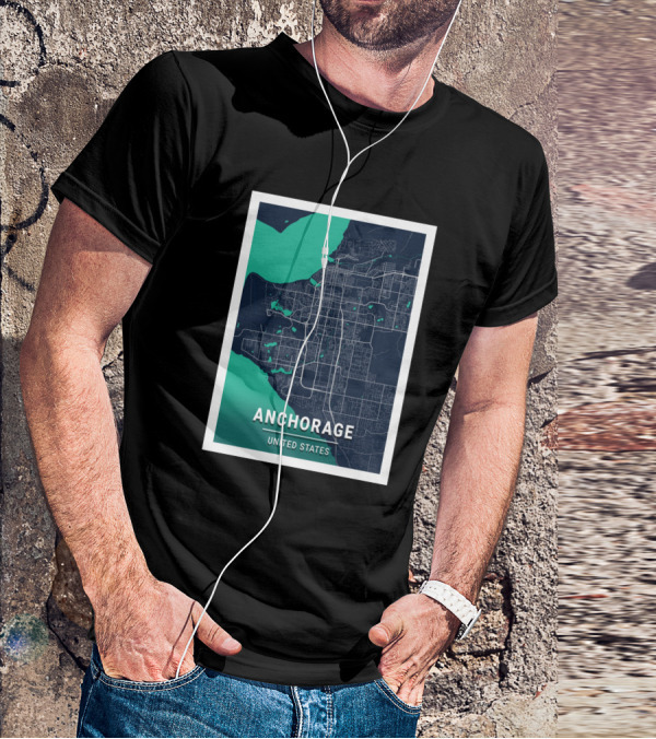 Anchorage United States Blue Dark City Map T-Shirt