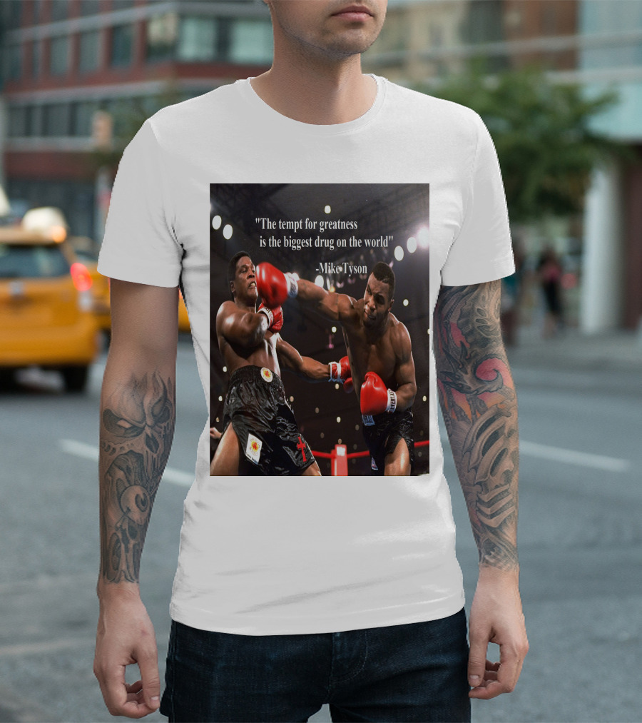 Mike Tyson Famous Quote on Greatness with Boxing Action T-Shirt