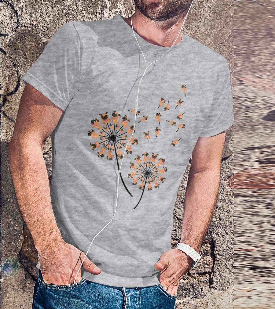 Pug Blossoms In Dandelion Puff Transformation T-Shirt