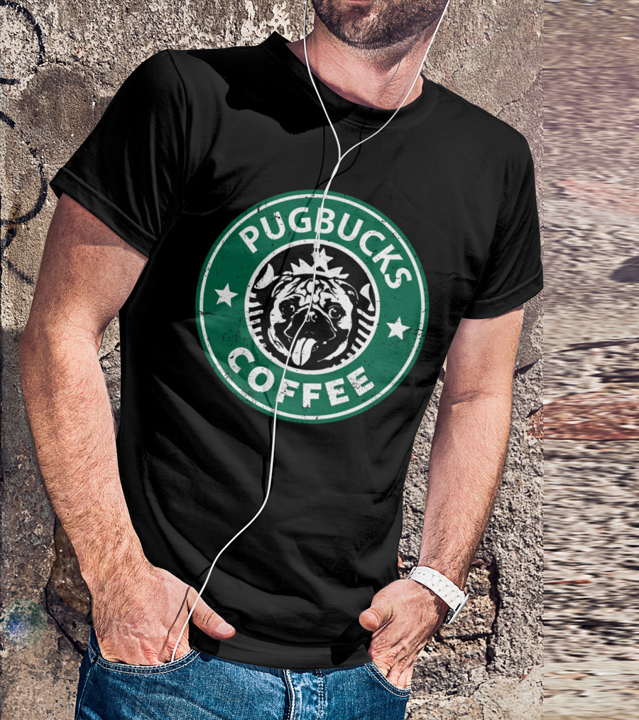 Pugbucks Coffee Logo Parody With Cute Pug T-Shirt
