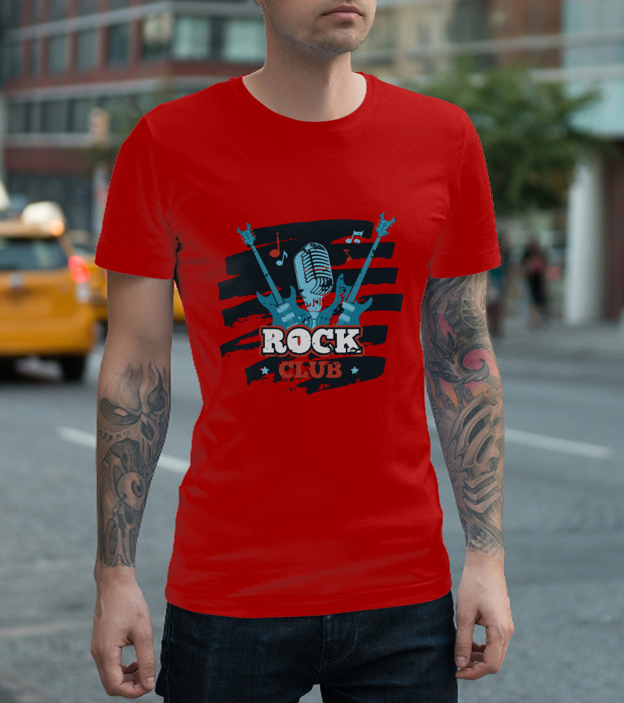Rock Club Microphone And Guitars For Rock And Roll Hip Hop Rock Music T-Shirt