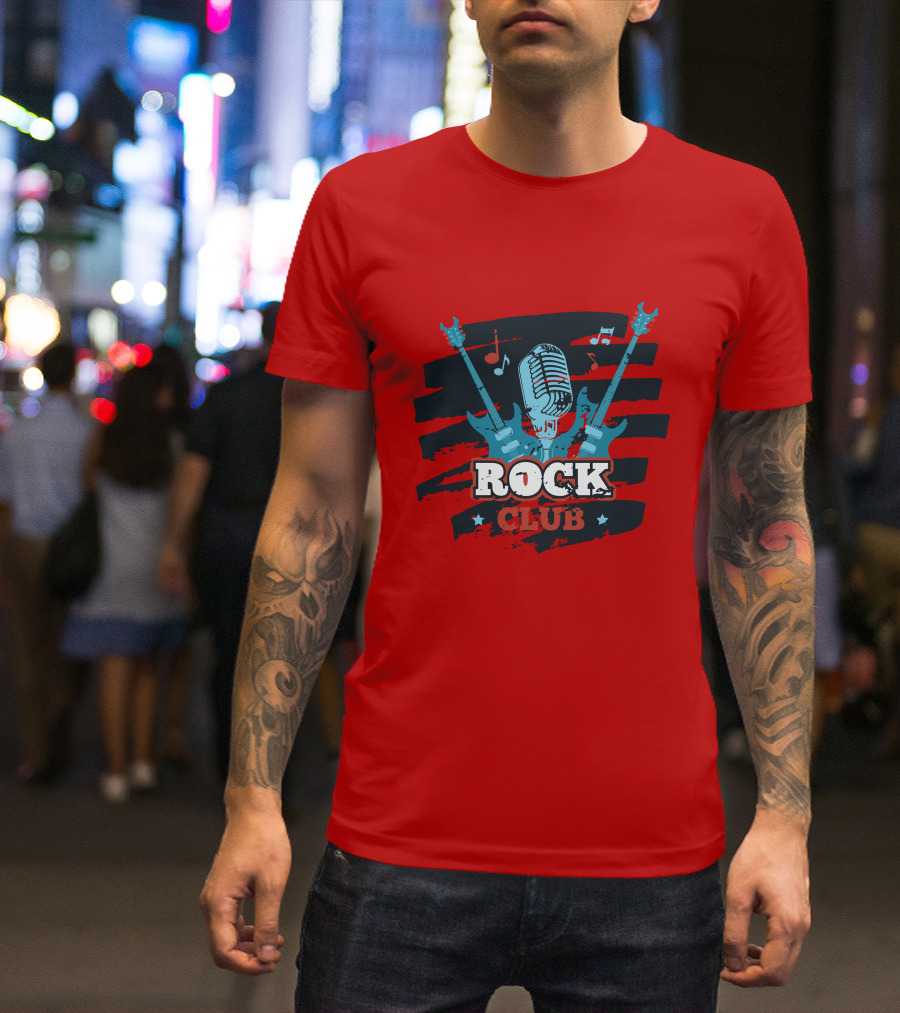 Rock Club Microphone And Guitars For Rock And Roll Hip Hop Rock Music T-Shirt