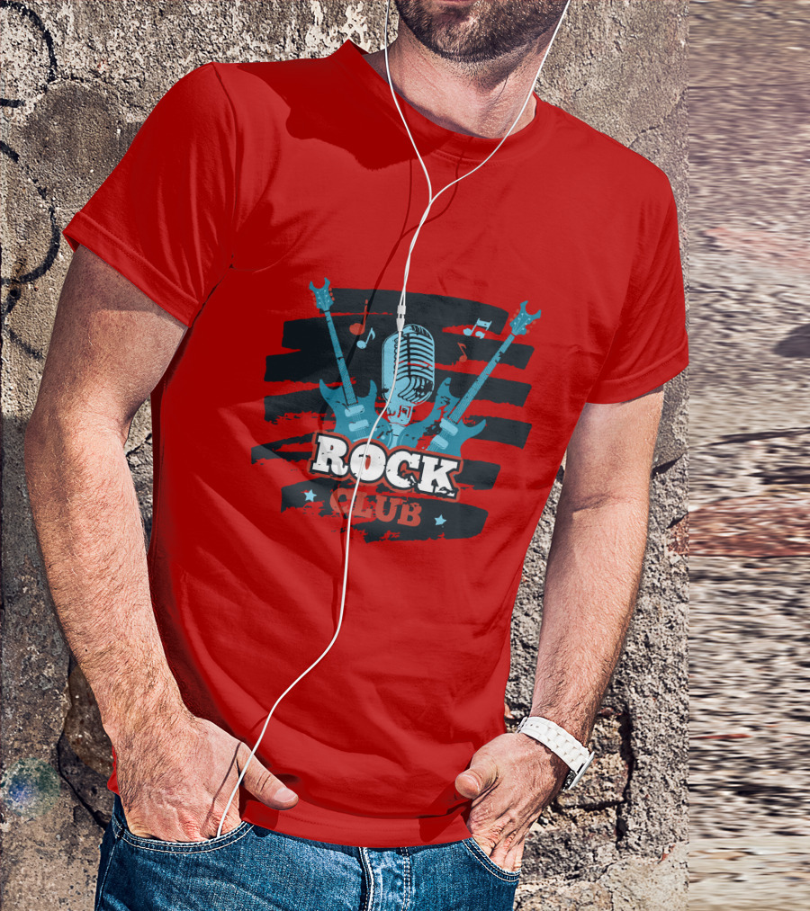 Rock Club Microphone And Guitars For Rock And Roll Hip Hop Rock Music T-Shirt