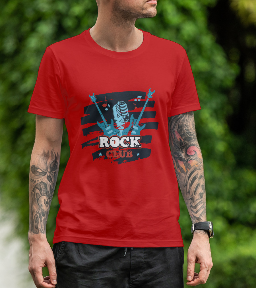Rock Club Microphone And Guitars For Rock And Roll Hip Hop Rock Music T-Shirt