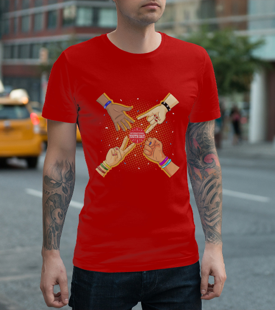 International Youth Day Celebration With Vibrant Hand Gestures T-Shirt