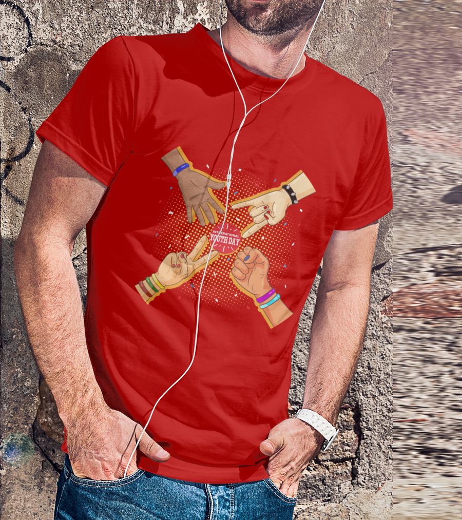 International Youth Day Celebration With Vibrant Hand Gestures T-Shirt