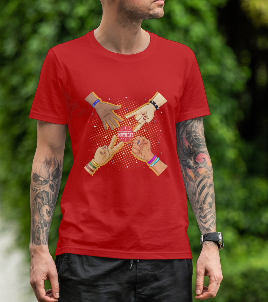 International Youth Day Celebration With Vibrant Hand Gestures T-Shirt