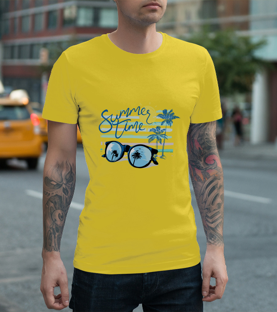 Summer Time Sunglasses Palm Trees Beach T-Shirt