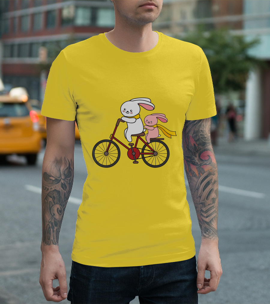 Bunny Bicycle Ride with Yellow Scarf T-Shirt